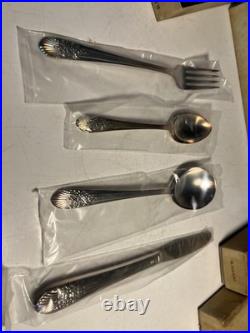 4 Vintage Oneida El Dorado Stainless Flatware 4 Pc Plate Sets New NIB Fork Spoon