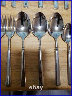 41 Pc Set Oneida Easton Glossy Stainless Flatware Silverware Heirloom Cube