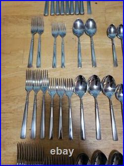 41 Pc Set Oneida Easton Glossy Stainless Flatware Silverware Heirloom Cube