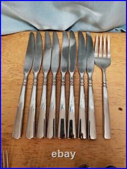 41 Pc Set Oneida Easton Glossy Stainless Flatware Silverware Heirloom Cube