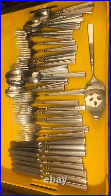 41 Piece Oneida Easton USA Stainless Mixed Flatware Glossy Service For 8