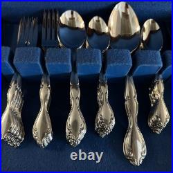 41 Vtg Oneida Cantata Community Stainless Flatware Set Plus Serving Wooden Box