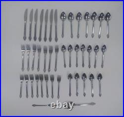 43-Piece Oneida 1881 Rogers Arbor Rose Flatware Set, Vintage True Rose Stainless