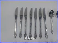 43-Piece Oneida 1881 Rogers Arbor Rose Flatware Set, Vintage True Rose Stainless