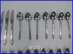 43-Piece Oneida 1881 Rogers Arbor Rose Flatware Set, Vintage True Rose Stainless