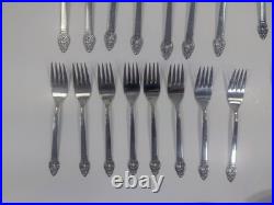 43-Piece Oneida 1881 Rogers Arbor Rose Flatware Set, Vintage True Rose Stainless