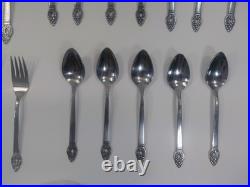 43-Piece Oneida 1881 Rogers Arbor Rose Flatware Set, Vintage True Rose Stainless