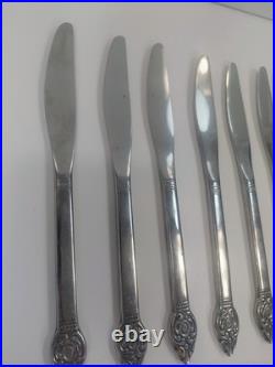 43-Piece Oneida 1881 Rogers Arbor Rose Flatware Set, Vintage True Rose Stainless