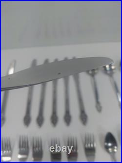 43-Piece Oneida 1881 Rogers Arbor Rose Flatware Set, Vintage True Rose Stainless