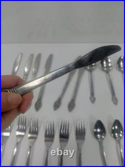 43-Piece Oneida 1881 Rogers Arbor Rose Flatware Set, Vintage True Rose Stainless