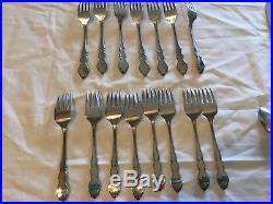 43 pc ONEIDA CUBE HEIRLOOM DOVER STAINLESS FLATWARE 8 PLACE SETTINGS VG++