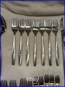 43 pieces Oneida Cube Will O' Wisp Stainless Flatware