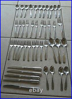 44 Pieces Oneida USA Glossy Fremont Stainless Flatware Mixed Lot Art Deco