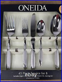 45 PC Set Oneida Risotto 18/10 Stainless Flatware Service For 8 READ Missing 2