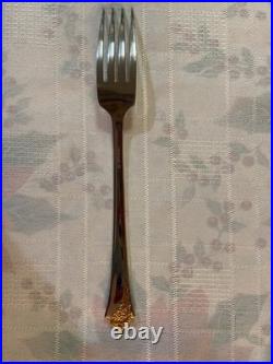 45 Pc Vtg Oneida Cube Golden Damask Rose 9 Settings Stainless Flatware Wood box