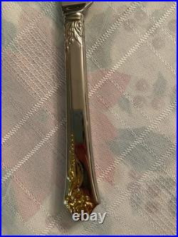 45 Pc Vtg Oneida Cube Golden Damask Rose 9 Settings Stainless Flatware Wood box