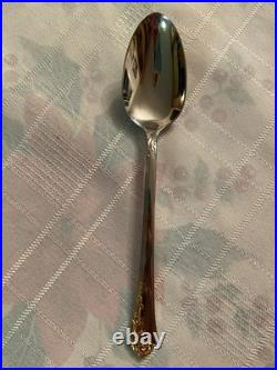 45 Pc Vtg Oneida Cube Golden Damask Rose 9 Settings Stainless Flatware Wood box