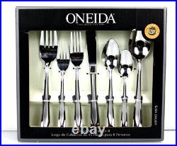 45 Pieces- Oneida SATIN LINCOLN Flatware Silverware -18/0 STAINLESS +HOSTESS Set