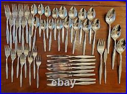 45 piece Windrift Set for 8 Rogers Oneida Stainless Silverware Flatware +Serving