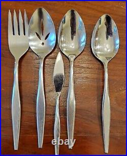 45 piece Windrift Set for 8 Rogers Oneida Stainless Silverware Flatware +Serving