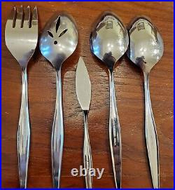 45 piece Windrift Set for 8 Rogers Oneida Stainless Silverware Flatware +Serving