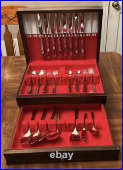46 PCS Oneida CHERIE Stainless Steel Flatware Forks Knives Spoons Serving + Ches