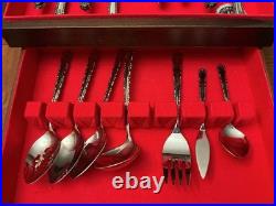 46 PCS Oneida CHERIE Stainless Steel Flatware Forks Knives Spoons Serving + Ches