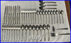 46 PCS Oneida CHERIE Stainless Steel Flatware Forks Knives Spoons Serving + Ches