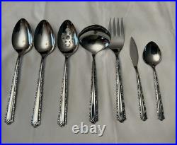 46 PCS Oneida CHERIE Stainless Steel Flatware Forks Knives Spoons Serving + Ches