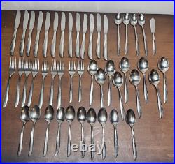 46 Pc lot Oneida Community Twin Star Stainless Flatware Atomic MCM Starburst