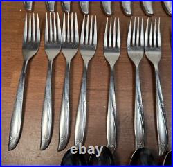 46 Pc lot Oneida Community Twin Star Stainless Flatware Atomic MCM Starburst