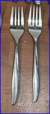 46 Pc lot Oneida Community Twin Star Stainless Flatware Atomic MCM Starburst