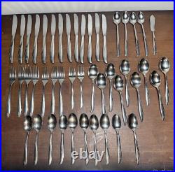 46 Pc lot Oneida Community Twin Star Stainless Flatware Atomic MCM Starburst