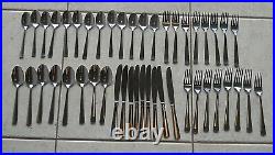 46 Pieces Stainless Oneida Avery Plain Tip Curves Up Service for 8+ Flatware