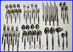 49 Pc Set Oneida Act 1 Cube Stainless Flatware Silverware Glossy 8 Sets Plus