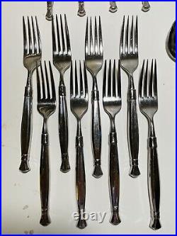 49 Pc Set Oneida Act 1 Cube Stainless Flatware Silverware Glossy 8 Sets Plus