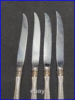 4x Sheraton by Oneida Serrated STEAK Knife Knives Glossy Stainless Steel Cube