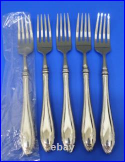 5 Oneida SHERATON Glossy Cube Mark Stainless Flatware DINNER FORKS Great