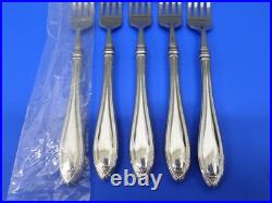 5 Oneida SHERATON Glossy Cube Mark Stainless Flatware DINNER FORKS Great