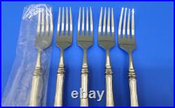 5 Oneida SHERATON Glossy Cube Mark Stainless Flatware DINNER FORKS Great