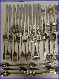 5 Pc Service For 10 Oneida Community Stainless Silverware My Rose Betty 57 Pcs