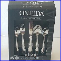 50 Pc Oneida Stainless American Harmony 18/0 Service for 8 + Extra New In Box