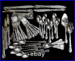 50 pc Kennett Square ONEIDA Stainless Flatware Set Distinction Deluxe HH EXC