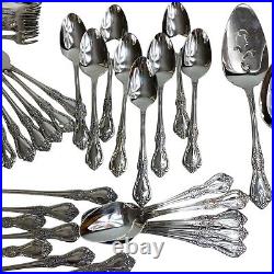 50 pc Kennett Square ONEIDA Stainless Flatware Set Distinction Deluxe HH EXC