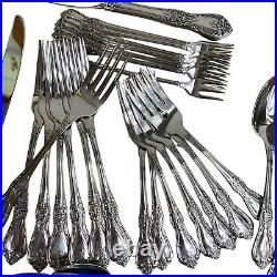 50 pc Kennett Square ONEIDA Stainless Flatware Set Distinction Deluxe HH EXC