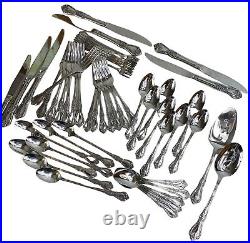 50 pc Kennett Square ONEIDA Stainless Flatware Set Distinction Deluxe HH EXC