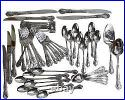 50 pc Kennett Square ONEIDA Stainless Flatware Set Distinction Deluxe HH EXC