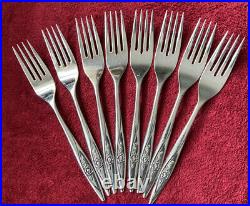 50 pc LASTING ROSE Oneidacraft Deluxe Stainless Glossy Flatware 8 Settings/5 pcs