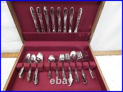 50 pcs Wm A Rogers Stainless Flatware Sweet Briar Rose Oneida Ltd Svc for 8