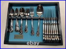 50pc Oneida Chateau Oneidacraft Deluxe Stainless Flatware withTray Service for 8